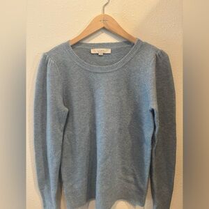 LOFT Soft Blue puffed sleeve sweater small